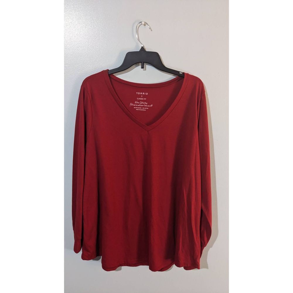 Torrid long sleeve red shirt v neck size 3X
